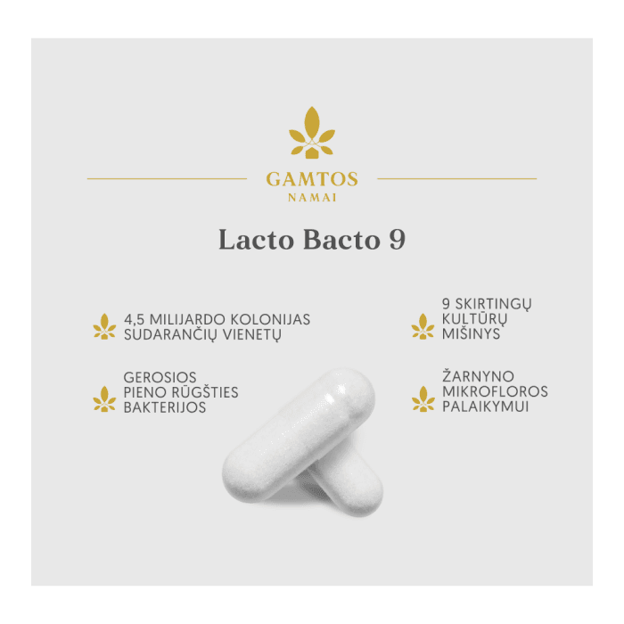 GAMTOS NAMAI LACTO BACTO 9, nuo 4 m., 30 kapsulių-1