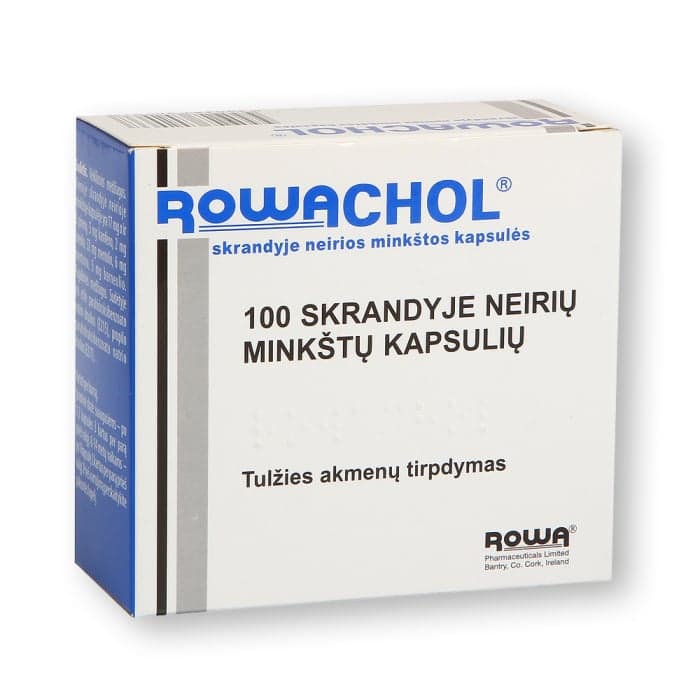 ROWACHOL, 17mg+5mg+2mg+6mg+32mg+5mg, skrandyje neirios minkštos kapsulės, N100