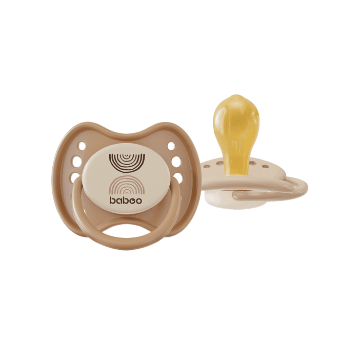 BABOO® Calmy lateksinis apvalus čiulptukas (2 vnt) su sterilizavimo dėžute, Au Naturale, 0+ mėn, 2 vnt.-1
