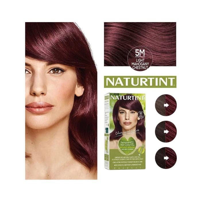 NATURTINT ilgalaikiai plaukų dažai be amoniako NATURALLY BETTER, 5M LIGHT MAHOGANY CHESTNUT, 170 ml-1