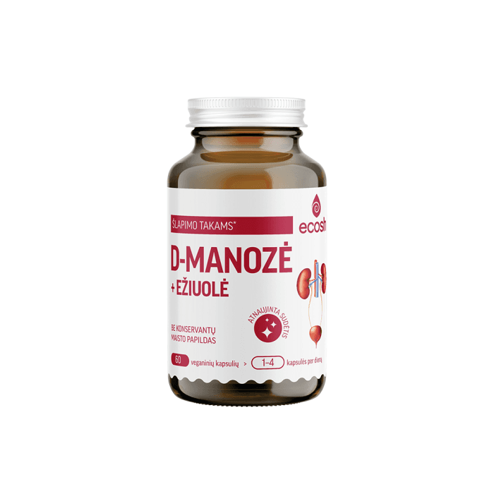 ECOSH D-manozė su ežiuole, 60 kapsulių