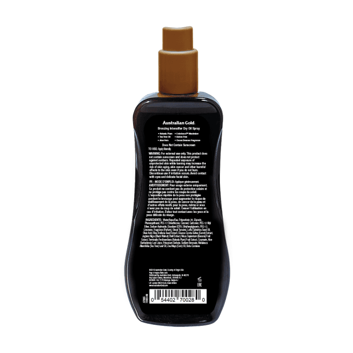 AUSTRALIAN GOLD įdegį skatinantis purškiamasis aliejus su bronzantais, 237 ml-1