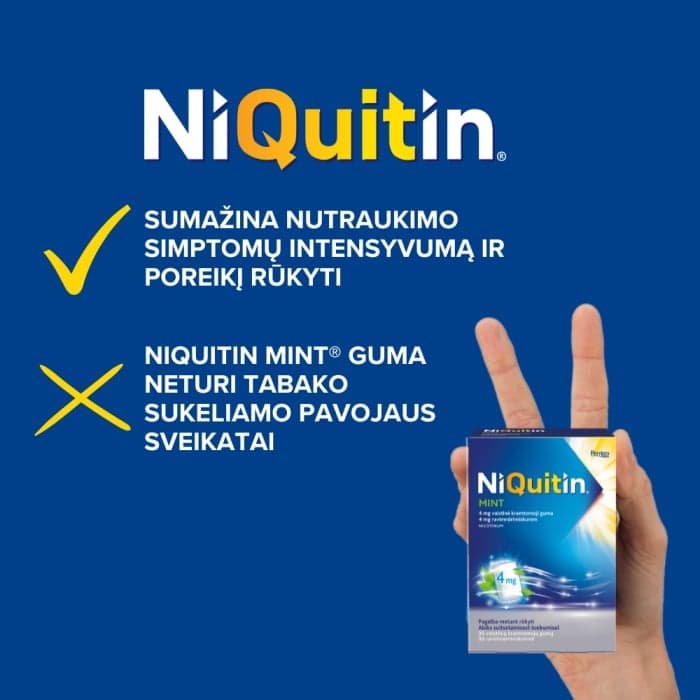 NIQUITIN MINT, 4mg, vaistinė kramtomoji guma, N30-2
