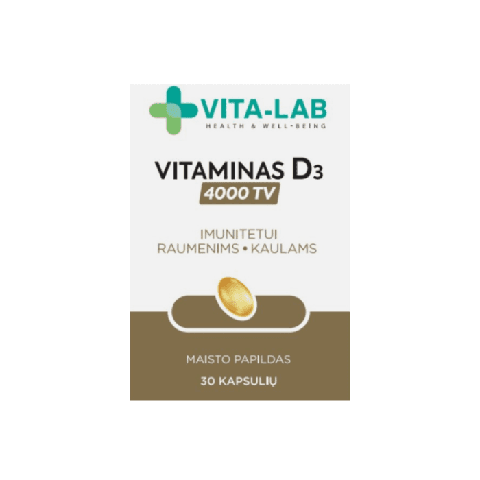 VITA-LAB Vitaminas D3 4000 TV, 30 kapsulių