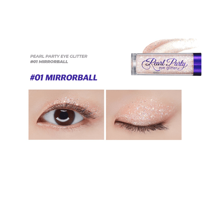 BOM, akių vokų blizgučiai, Pearl Party Eye Glitter #01 MIRRORBALL, 3.5 g-1