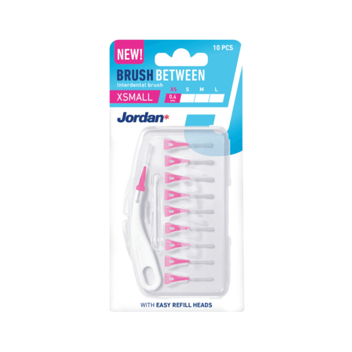 JORDAN tarpdančių šepetėliai BRUSH BETWEEN, XS, 0,4 mm, 10 vnt.
