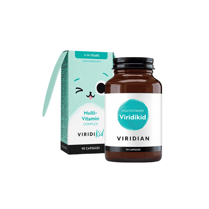 VIRIDIAN VIRIDIKID MULTIVITAMIN, nuo 2 m., 90 kapsulių