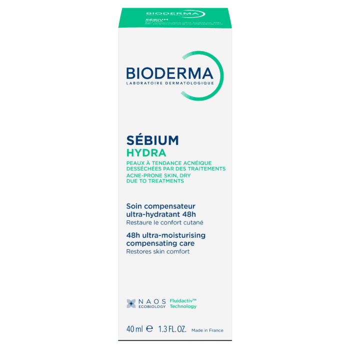 BIODERMA drėkinamasis kremas išsausėjusiai į spuogus linkusiai odai Sébium Hydra, 40 ml-1