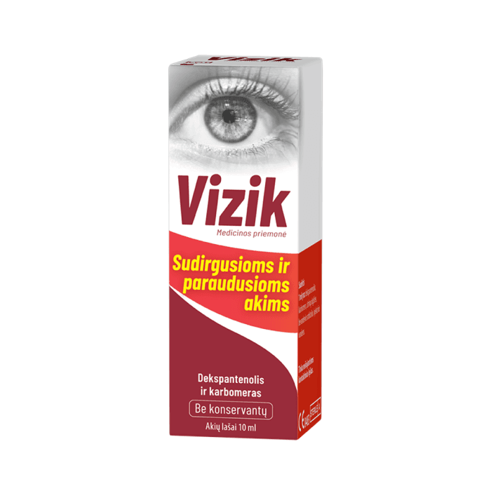 VIZIK akių lašai sudirgusioms ir paraudusioms akims, 10 ml