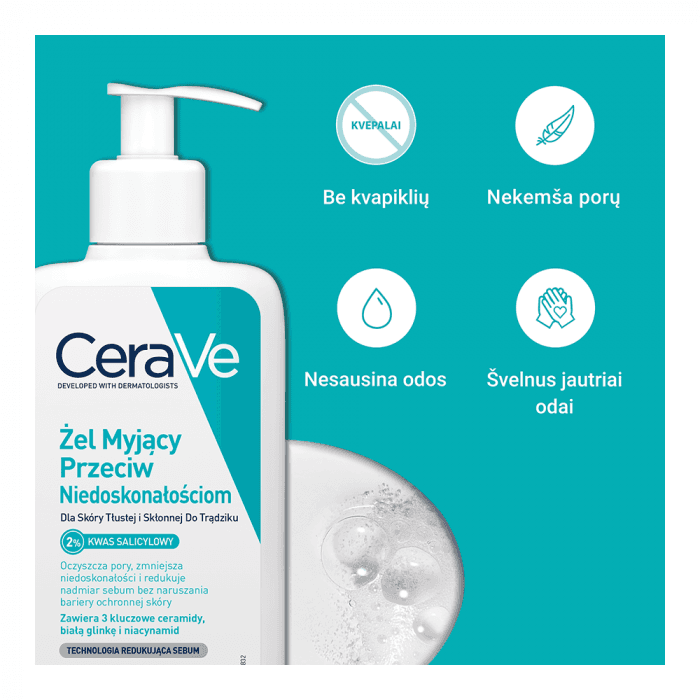 CERAVE prausiamasis gelis probleminei, riebiai ir į aknę linkusiai odai, 236 ml-2