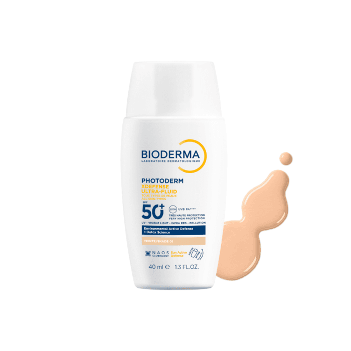 BIODERMA labai aukštos apsaugos ir itin lengvos tekstūros, detoksikuojantis fluidas nuo saulės ir taršos, su spalva T01, PHOTODERM XDEFENSE ULTRA-FLUID SPF50+, 40 ml-1