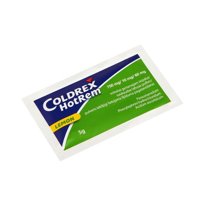 COLDREX HotRem HONEY & LEMON 750mg+10mg+60mg, milteliai geriamajam tirpalui, N10-1