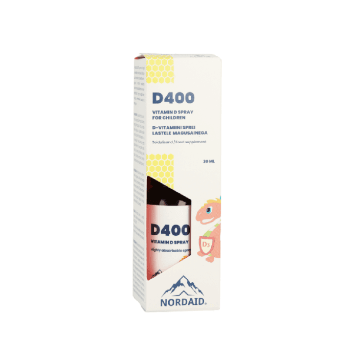 NORDAID purškiamas vitaminas D3 D 400 vaikams, apelsinų skonio, 30 ml