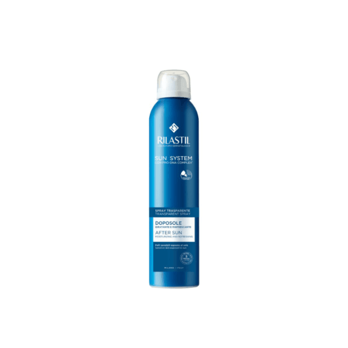 RILASTIL purškiama drėkinanti emulsija po deginimosi SUN SYSTEM, 200 ml