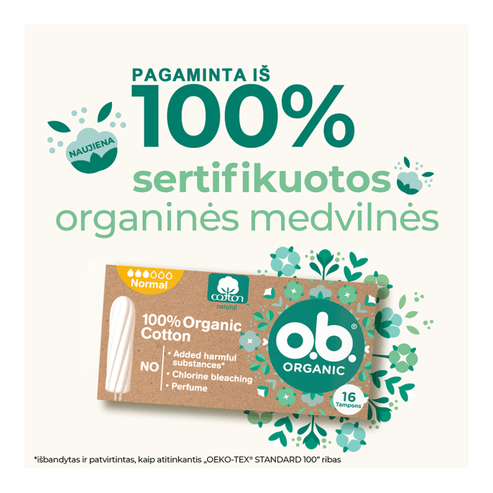 O.B. tamponai ORGANIC SUPER, LT-EKO-001, 16 vnt.-1