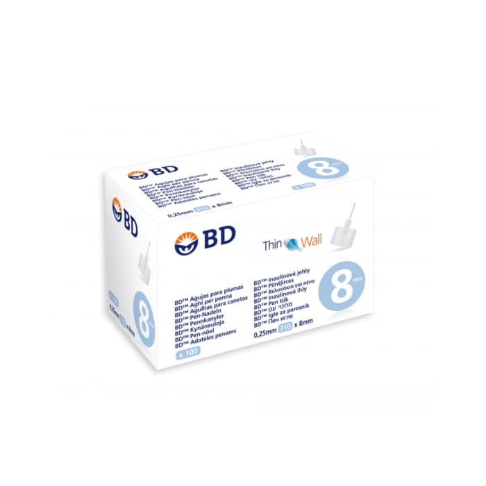 BD PEN adatos insulino injektoriams G31, 0,25 x 8,0 mm, 100 vnt.