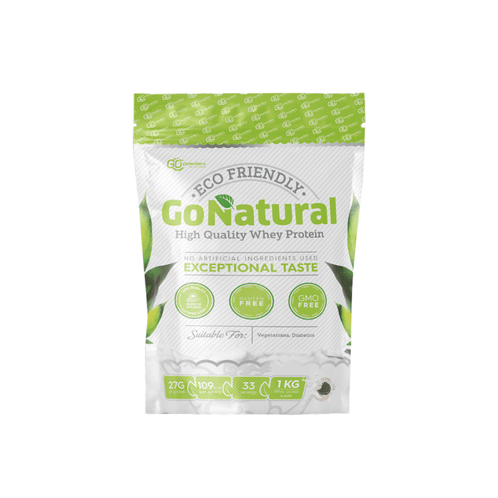 GO POWDERS išrūgų baltymai GO NATURAL, sausainių skonio, 1 kg