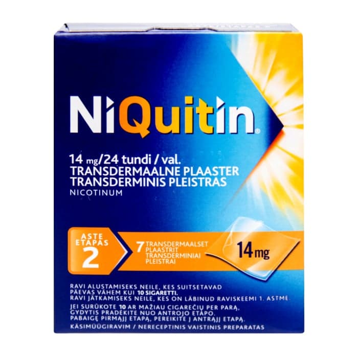NIQUITIN, 14mg/24 val., transderminis pleistras, N7