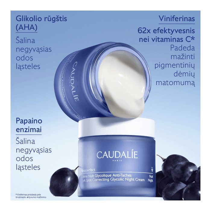 CAUDALIE naktinis veido kremas pigmentuotai odai VINOPERFECT GLYCOLIC NIGHT CREAM, 50 ml-2
