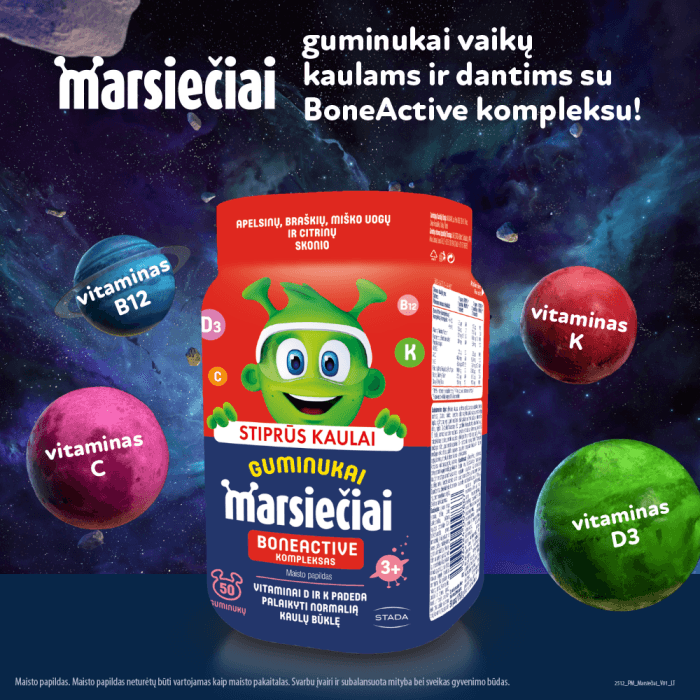 MARSIEČIAI BONEACTIVE vaikų kaulams, 50 guminukų-1