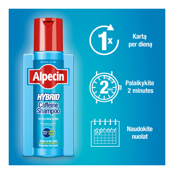 ALPECIN šampūnas su kofeinu sausai galvos odai HYBRID, 375 ml-1