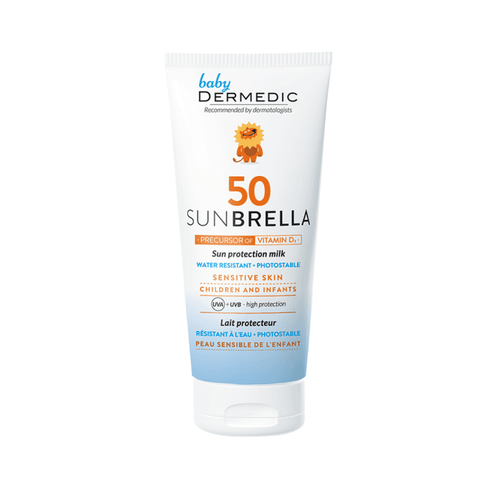 DERMEDIC SUNBRELLA BABY apsauginis pienelis nuo saulės vaikams, SPF 50, nuo 6 mėnesių, 100 g