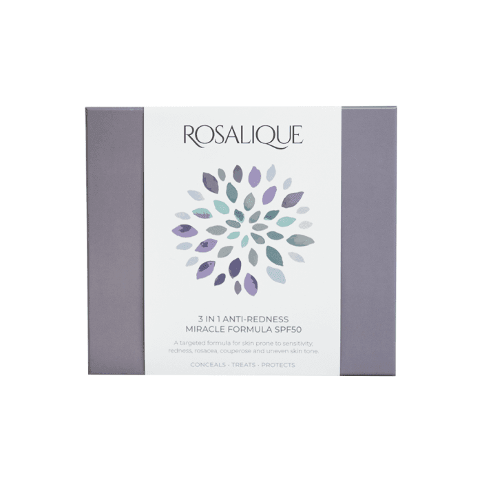 ROSALIQUE rinkinys: veido kremas raustančiai odai ANTI-REDNESS MIRACLE FORMULA ir kosmetinis šepetėlis, SPF 50, 1 dėžutė-1