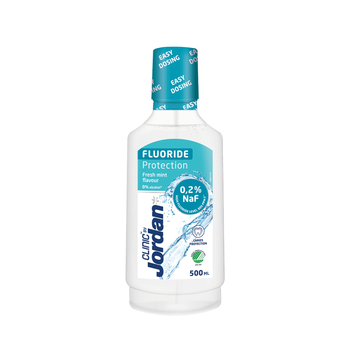 JORDAN burnos skalavimo skystis CLINIC FLOURIDE PROTECTOR, 500 ml