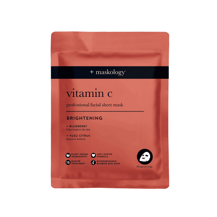 MASKOLOGY lakštinė veido kaukė su vitaminu C, 22 ml