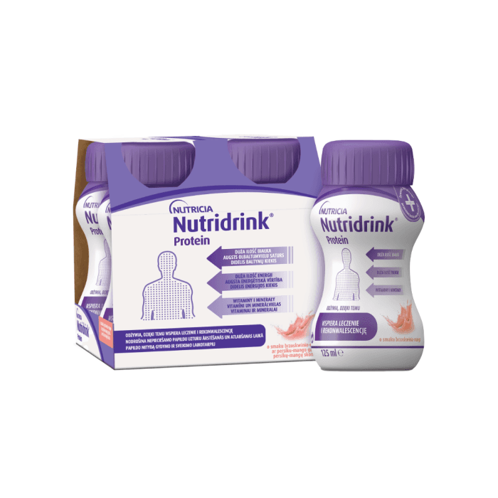 Nutridrink Protein, persikų-mangų skonio, 4X125ml, 4 vnt.