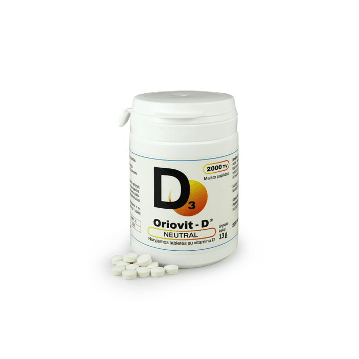 Oriovit-D Neutral 2000 TV, vitaminas D3, 200 tablečių-1
