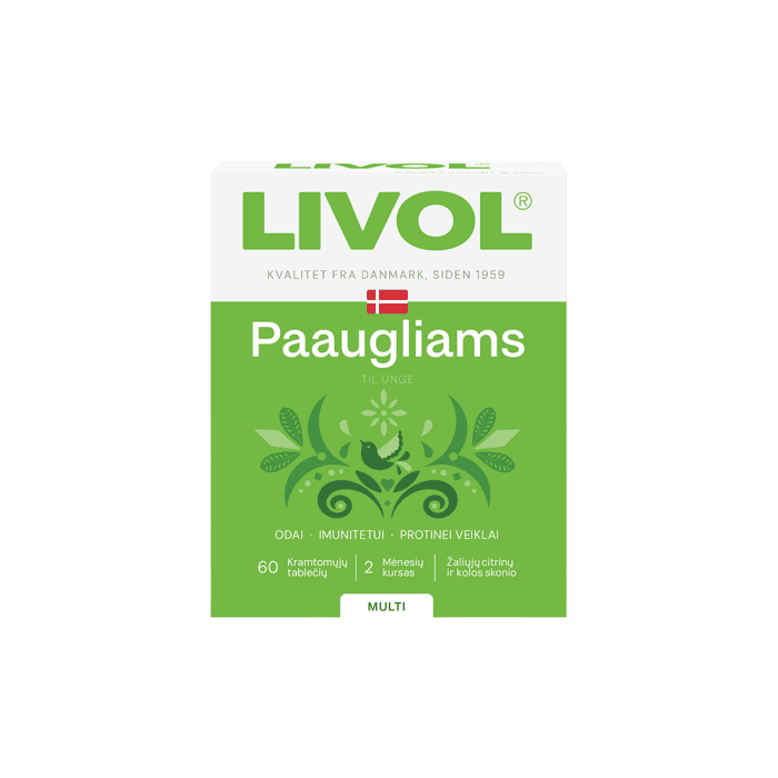 LIVOL MULTI paaugliams, 60 kramtomųjų tablečių