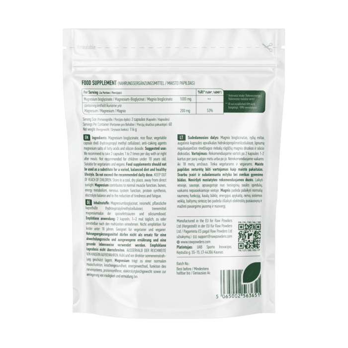 RAW POWDERS MAGNIO BISGLICINATAS, 120 kapsulių-1