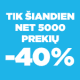 <p>Pritaikyk kodą PIRMADIENIS ir gauk -40% nuolaidą atrinktoms prekėms.</p>