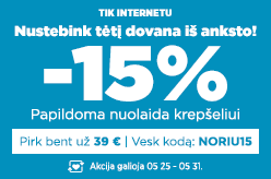 Nustebink tėtį dovana iš anksto! apildoma nuolaida krepšeliui -15% perkant bent už 39 € su kodu: NORIU15