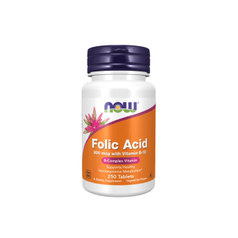 NOW Folic Acid 800mcg, 250 dengtų tablečių