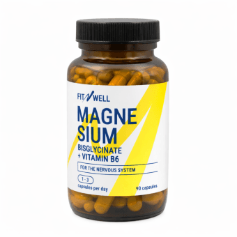 FITNWELL Magnesium Bisglycinate + Vitamin B6, 90 kapsulių
