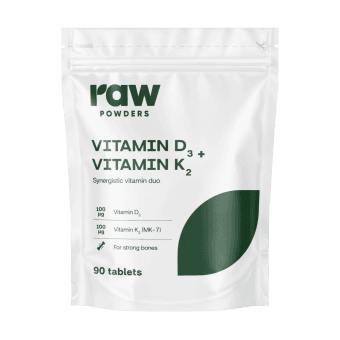 RAW POWDERS VITAMINAS D3 4000 IU + VITAMINAS K2 100 mcg, 90 tablečių