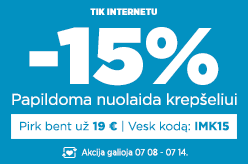 Papildoma nuolaida krepšeliui -15% perkant bent už 19 € su kodu: IMK15