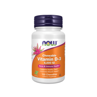 NOW Vitamin D-3 5000 IU High Potency, 120 minkštų kapsulių