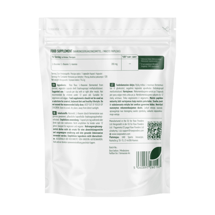 RAW POWDERS L-TEANINAS, 120 kapsulių-1
