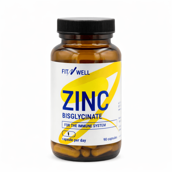 FITNWELL Zinc bisglycinate, 90 kapsulių