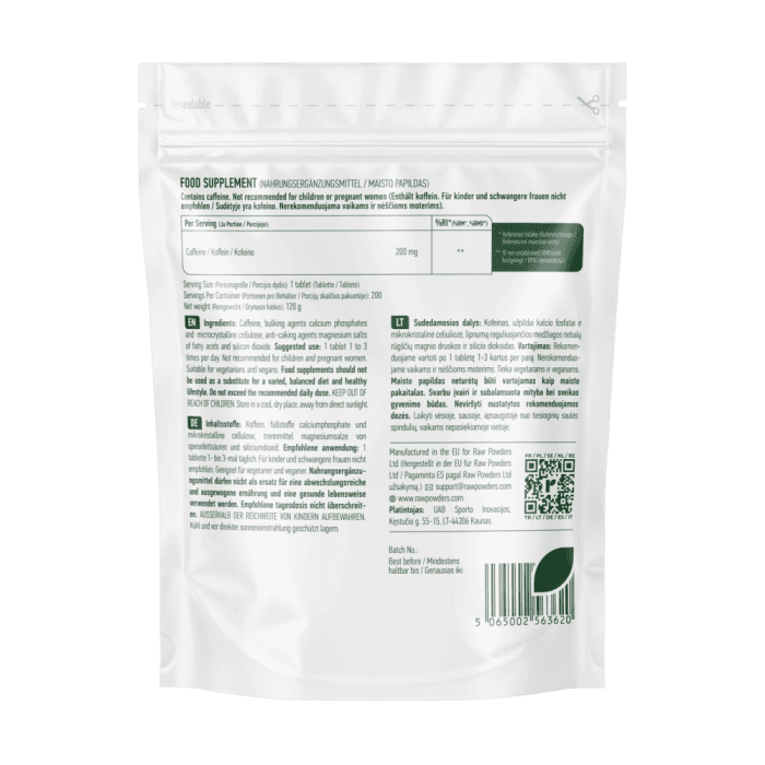 RAW POWDERS KOFEINAS, 200 tablečių-1