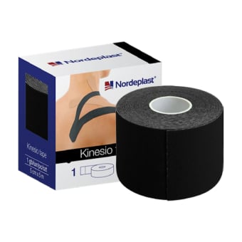 Lithuania product data sample: NORDEPLAST kineziologijos juosta, juoda spalva, 5 cm x 5 m, 1 vnt.