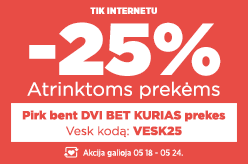 Atrinktoms prekėms -25%, perkant dvi bet kurias prekes su kodu: VESK25
