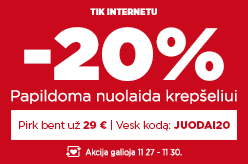 Papildoma nuolaida krepšeliui -20% perkant bent už 29 € su kodu: JUODAI20
