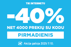 E.pirmadienio e.siurprizai! Vesk kodą: PIRMADIENIS ir gauk -40% nuolaidą net 4000 prekių perkant bent už 19 €!