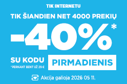 E.pirmadienio e.siurprizai! Vesk kodą: PIRMADIENIS ir gauk -40% nuolaidą net 4000 prekių perkant bent už 29 €!