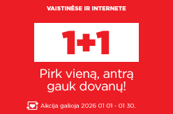 1+1, pirk vieną, antrą gauk dovanų!