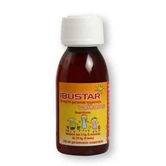 Ibustar 20 mg/ml geriamoji suspensija vaikams, 100 ml +
matavimo švirkštas Ibustar 20 mg/ml geriamoji suspensija vaikams, 100 ml +
matavimo švirkštas